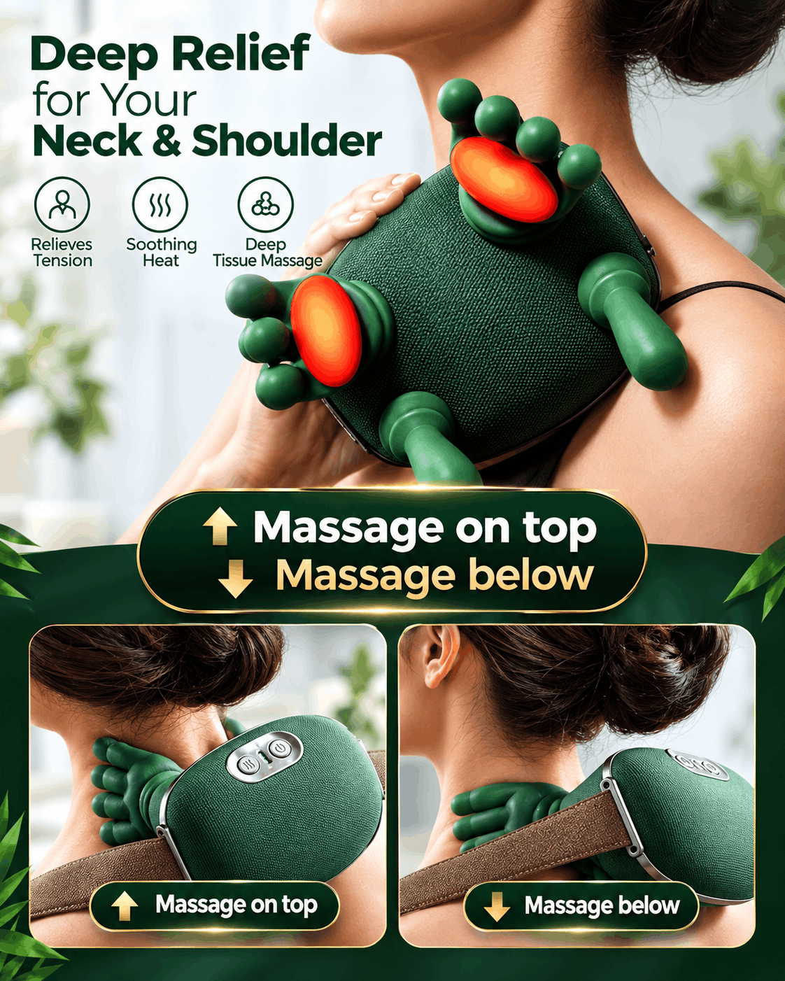UC ZONE™ 4D Bionic Neck & Shoulder Massager – Deep Tissue Heat Therapy for Instant Pain Relief